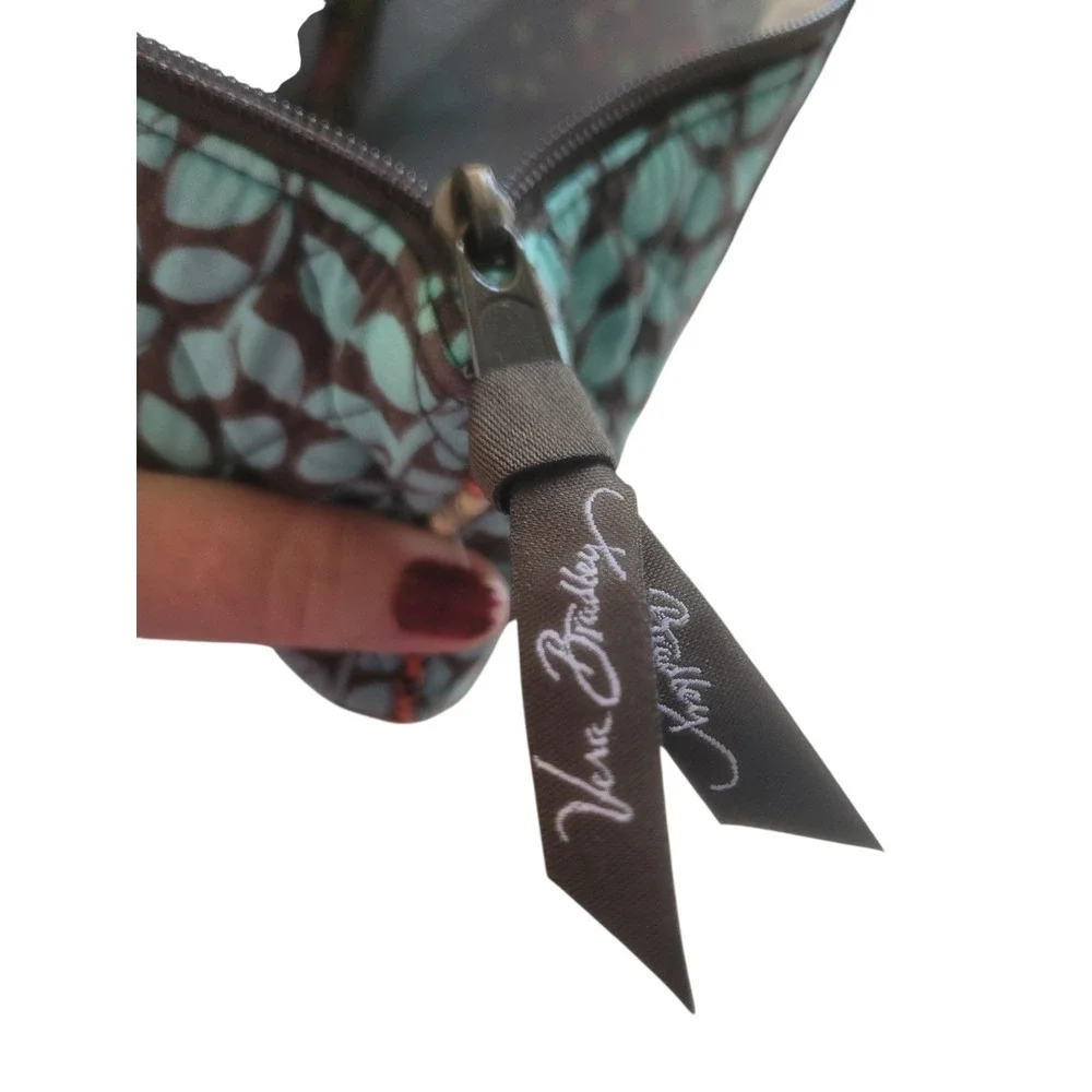 Vera Bradley Mint Green Leaf‎ Cosmetic Pouch